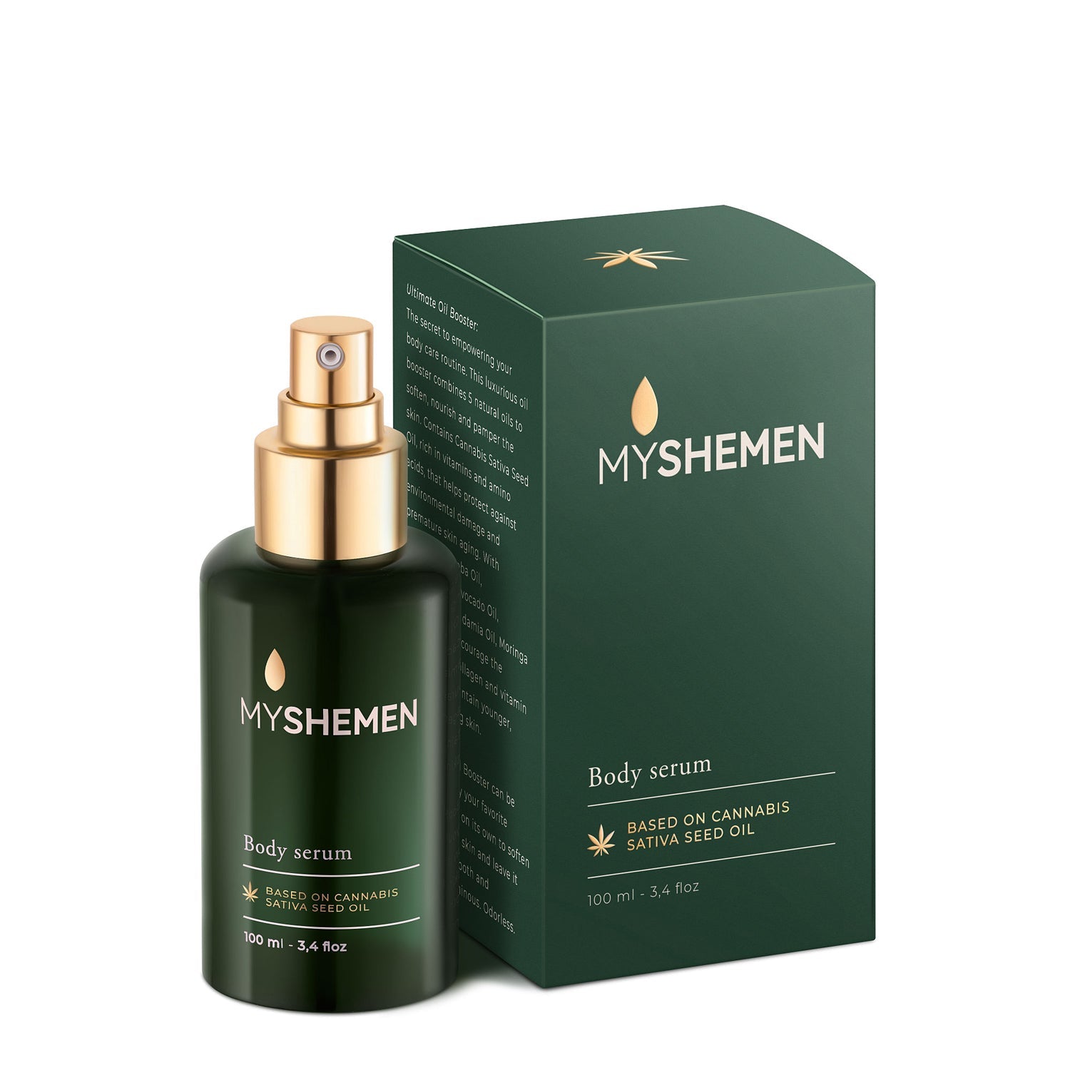 Hemp body serum packaging by myshemen